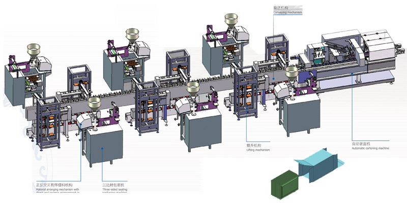 DZKL-100TAutomatic Three-side sealing bag carton packing production line